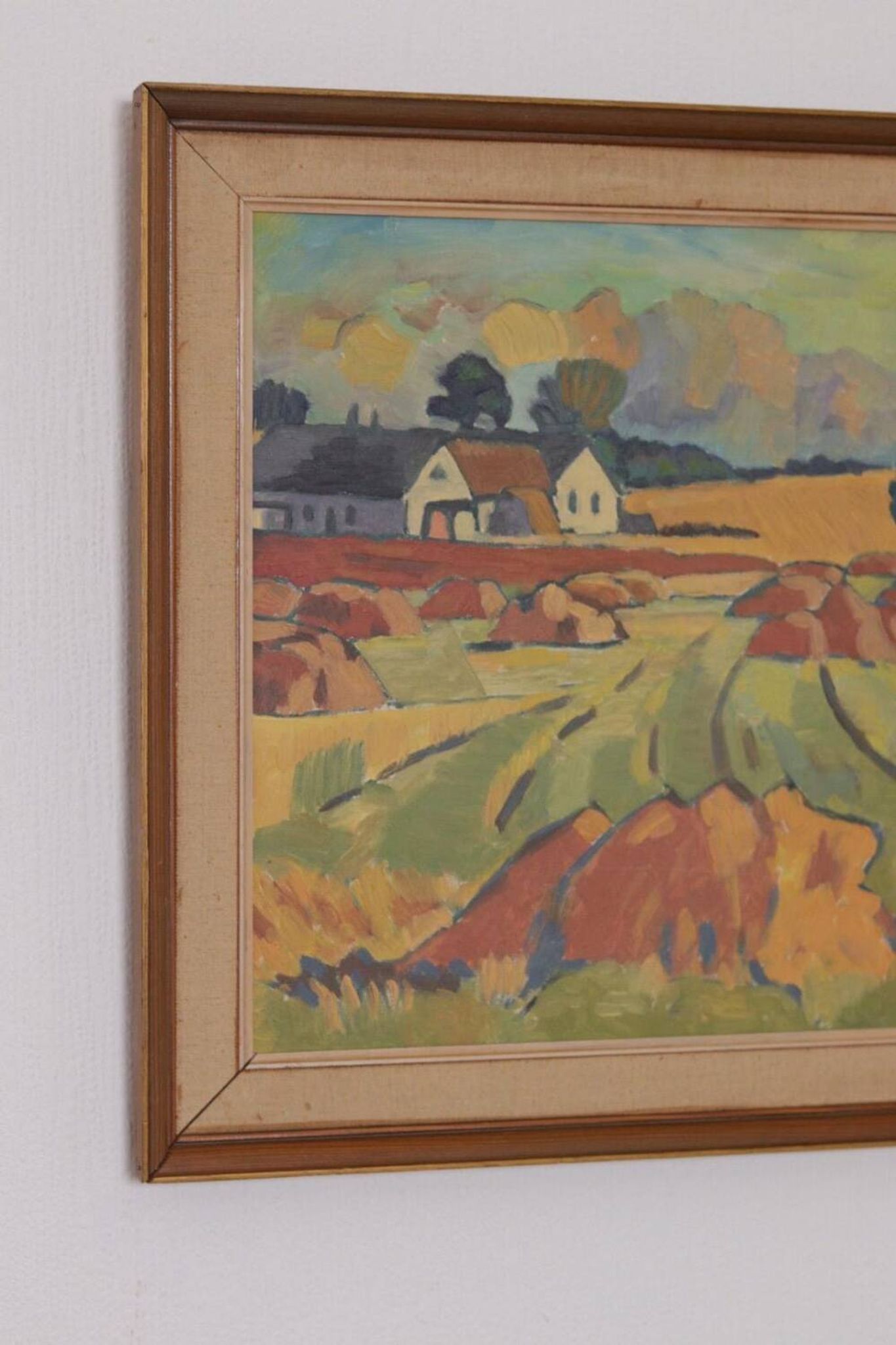 Huile sur toile originale suédoise – “Landskap” – Vintage et encadrée