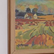 Huile sur toile originale suédoise – “Landskap” – Vintage et encadrée