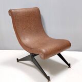 Brown Skai Lounge Chair with Black Varnished Metal Legs, Italy