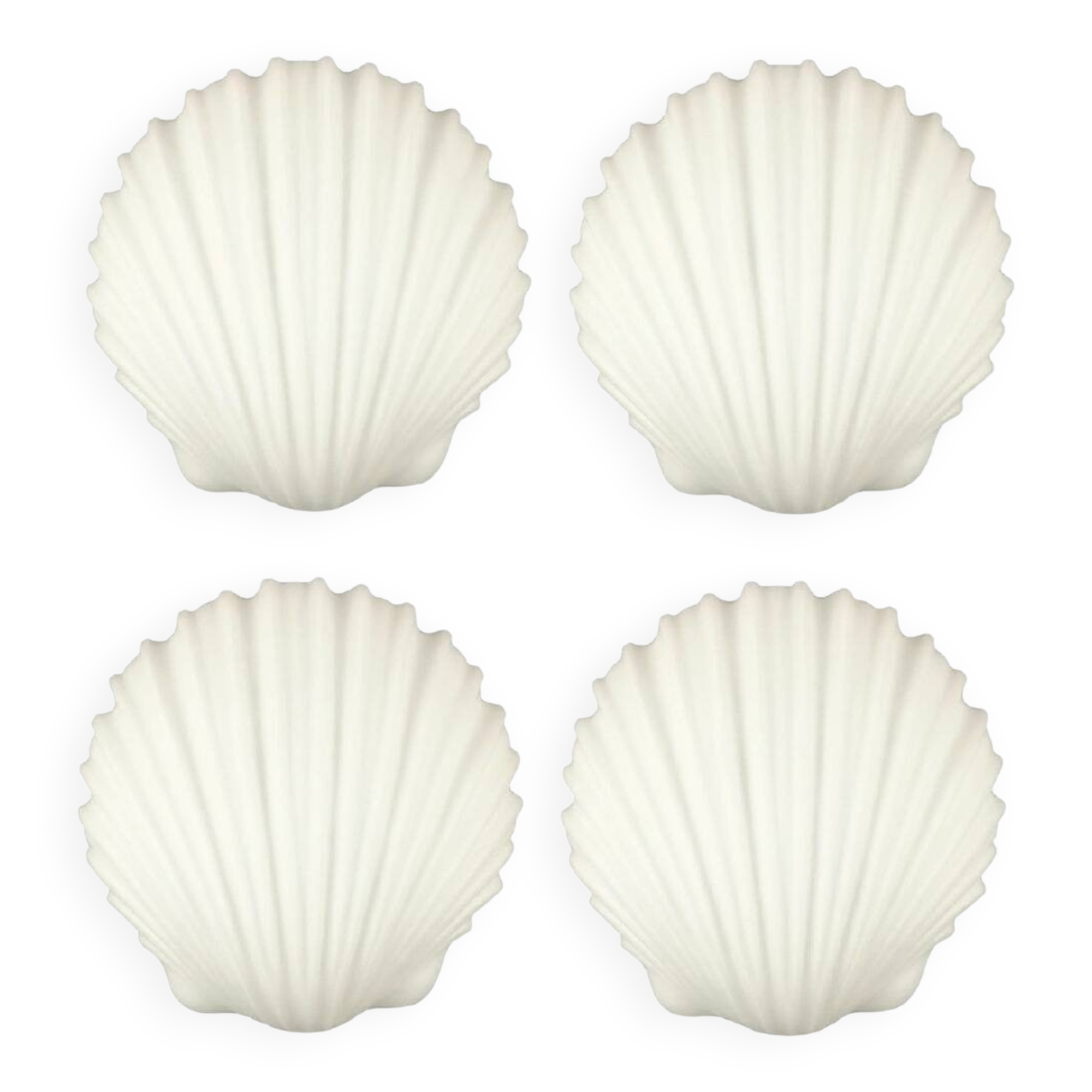 Lot de 4 grandes appliques en verre opalin en forme de coquillage, Limbourg, années 1970