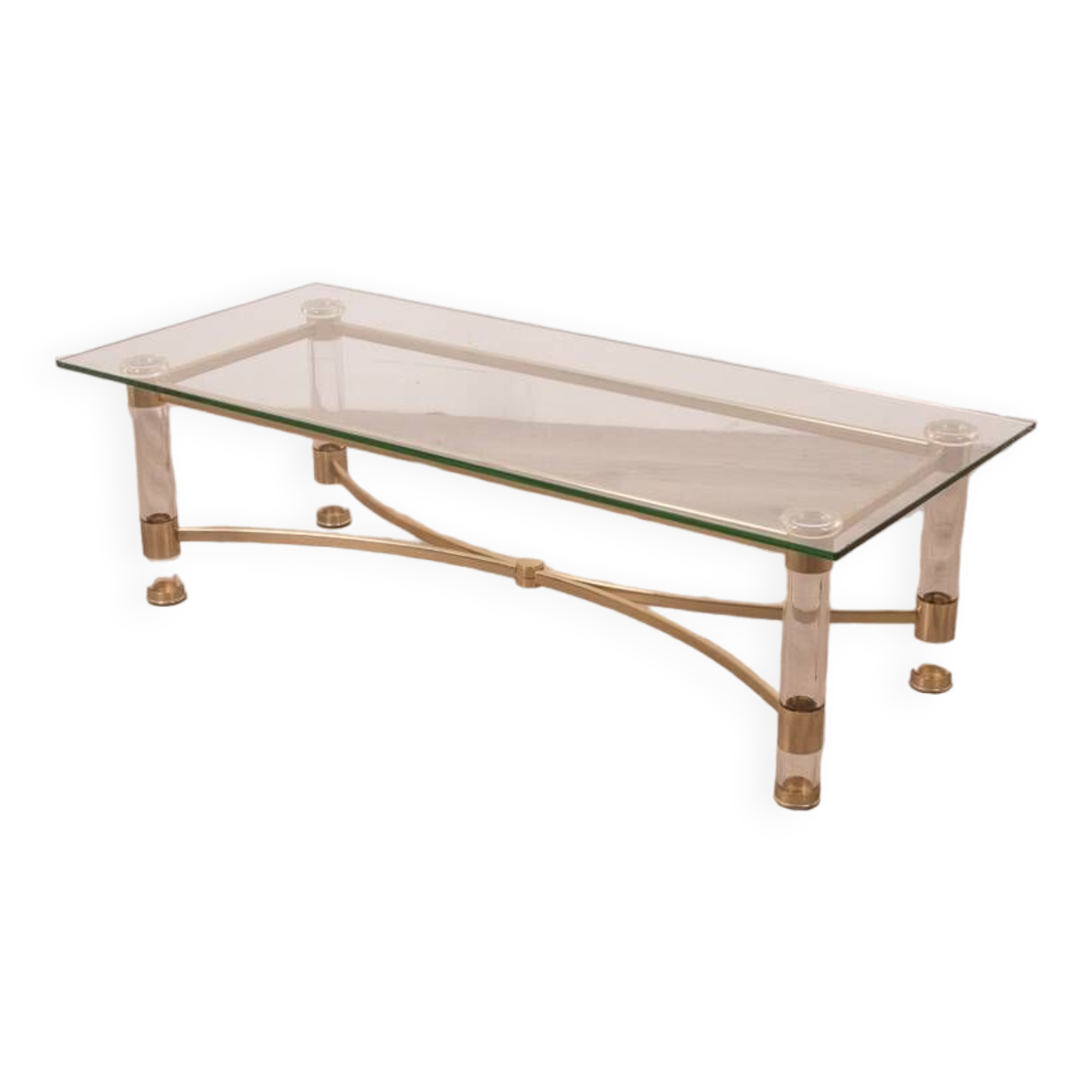 Vintage 70's table in brass and lucite design by sandro petti for metalarte