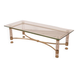 Vintage 70's table in brass and lucite design by sandro petti for metalarte