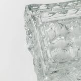 Large Vintage Murano Glass Ashtray - Transparent Glass with Ice Texture, Italian 1970s Design