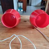 Paire de Lampes Vintage en Opaline Rouge