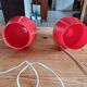 Paire de Lampes Vintage en Opaline Rouge