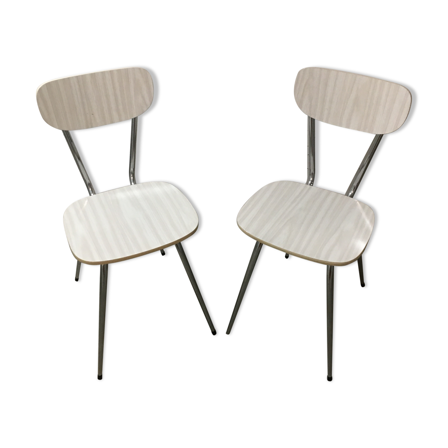 Paire de chaises formica blanc, années 60