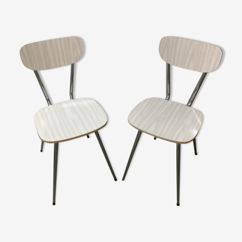 Pair of white formica chairs, 60s