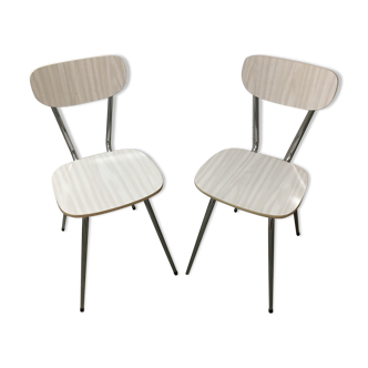 Pair of white formica chairs, 60s