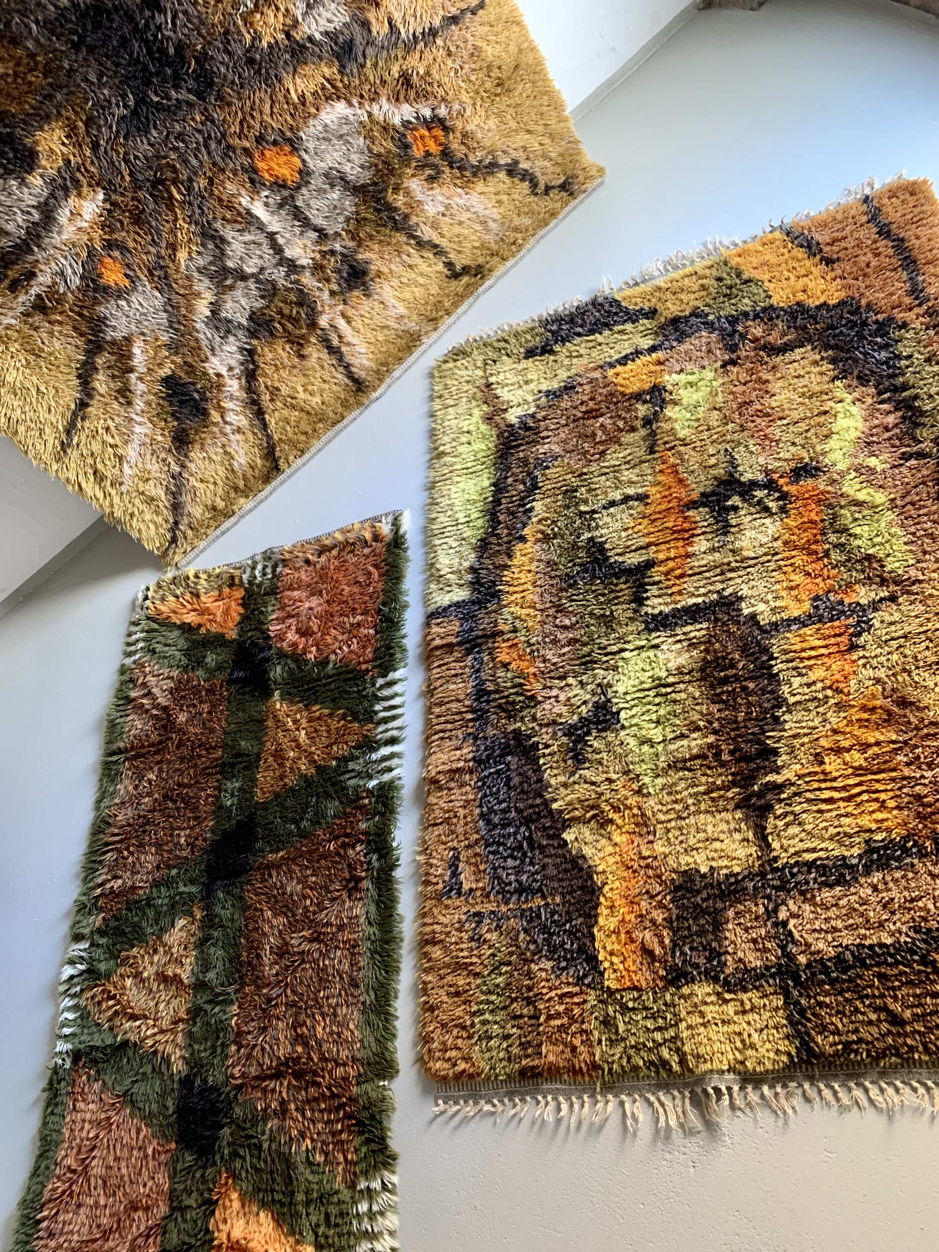 Vintage Swedish Brown High Pile Carpet