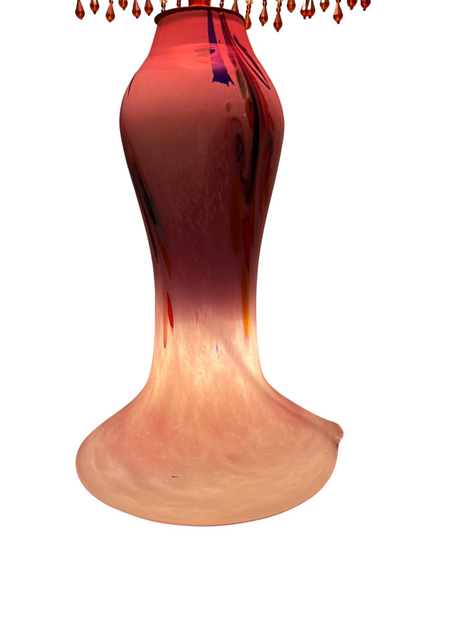 Lampe à poser pied verre Clichy abat-jour XXème