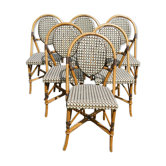 Set of 6 chairs bistro terrace "Parisian" rattan and brown braiding