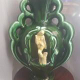 Earthenware vase with 3 caryatids