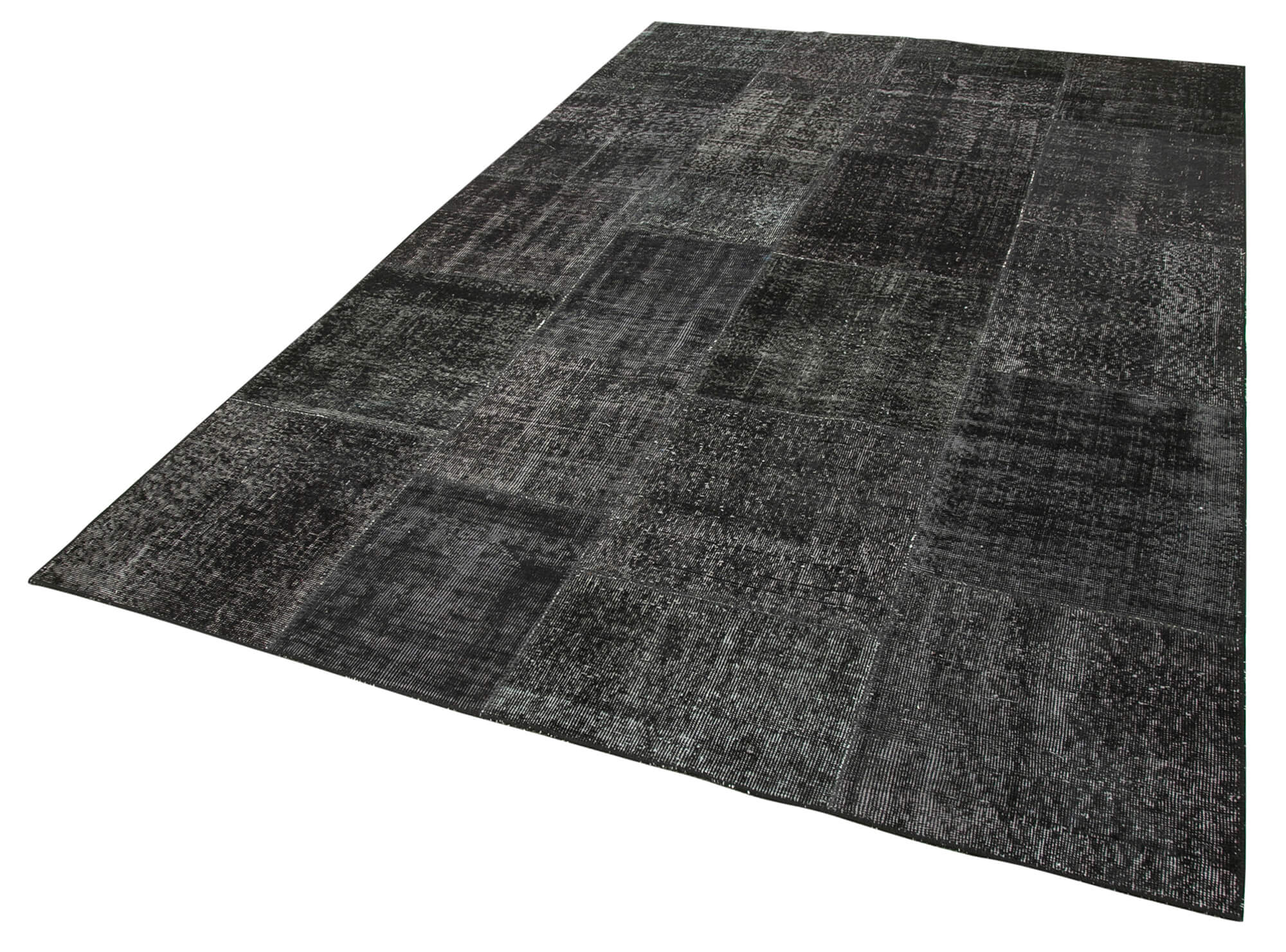 Hand-Knotted Oriental Overdyed 193 cm x 299 cm Black Patchwork Rug