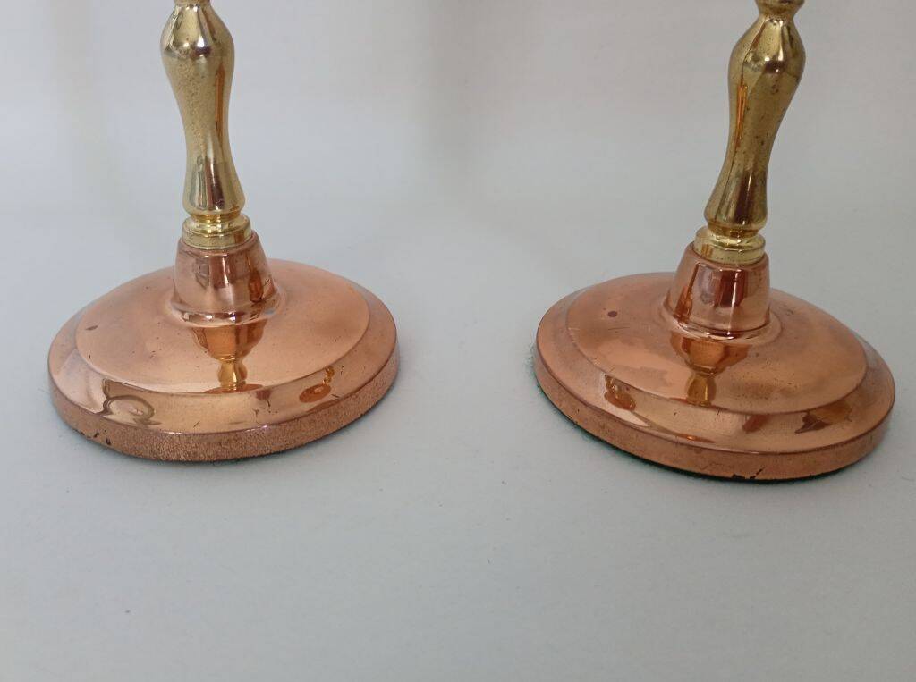 Vintage Mid-Century Copper & Brass Taper Candlestick Holders – Set of 2