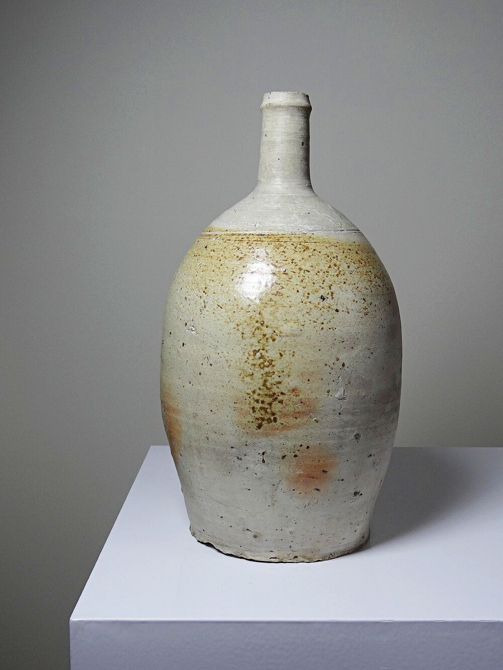 Bonbonne ancienne en grès de Puisaye émaillé, artisanat fin XIXe début XXe