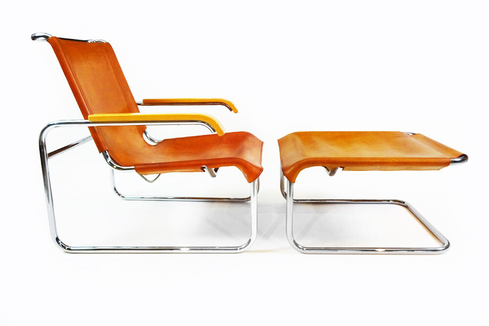 Marcel Breuer B35 armchair and footstool