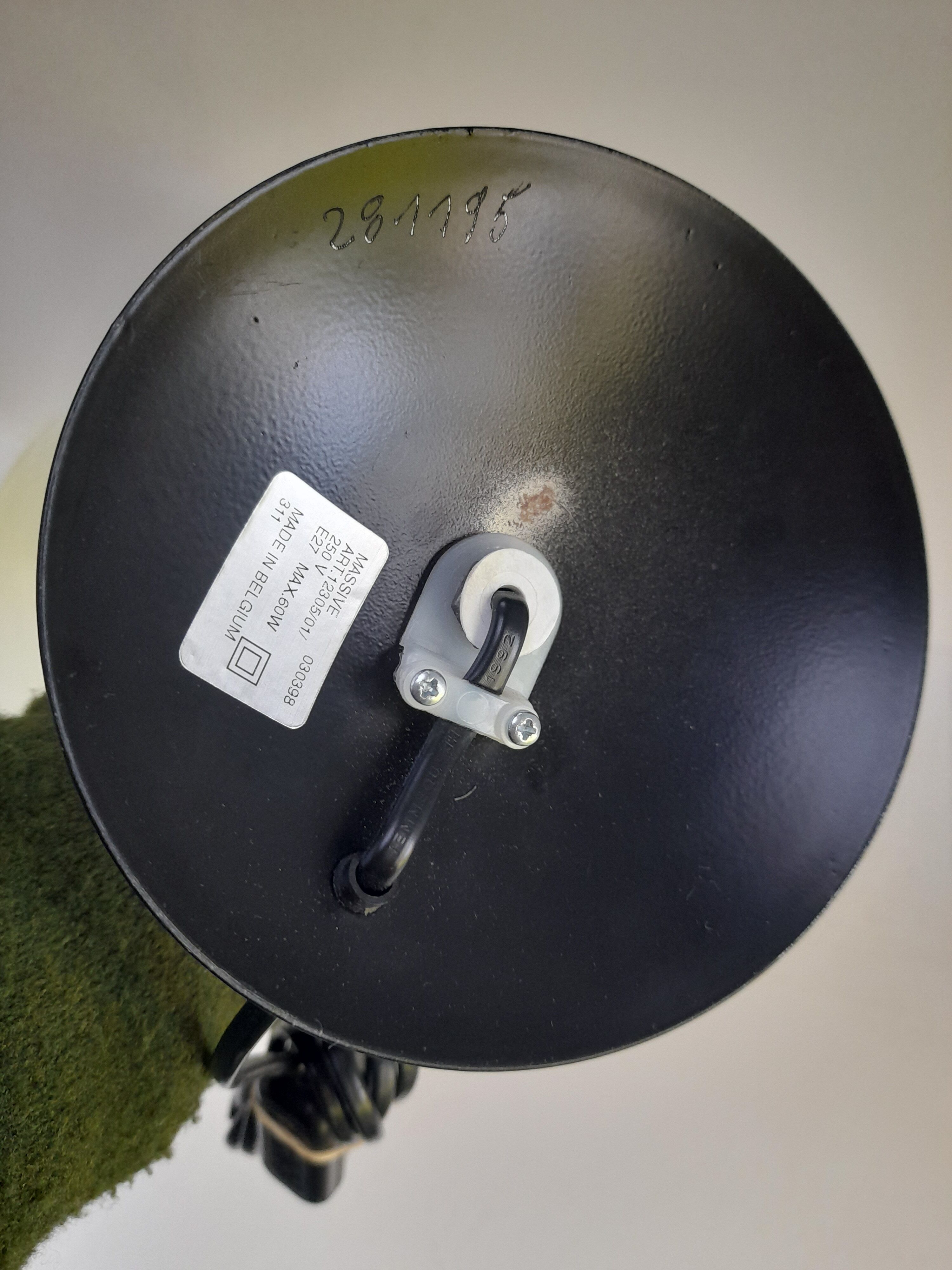 Lampe à poser champignon chrome et bois