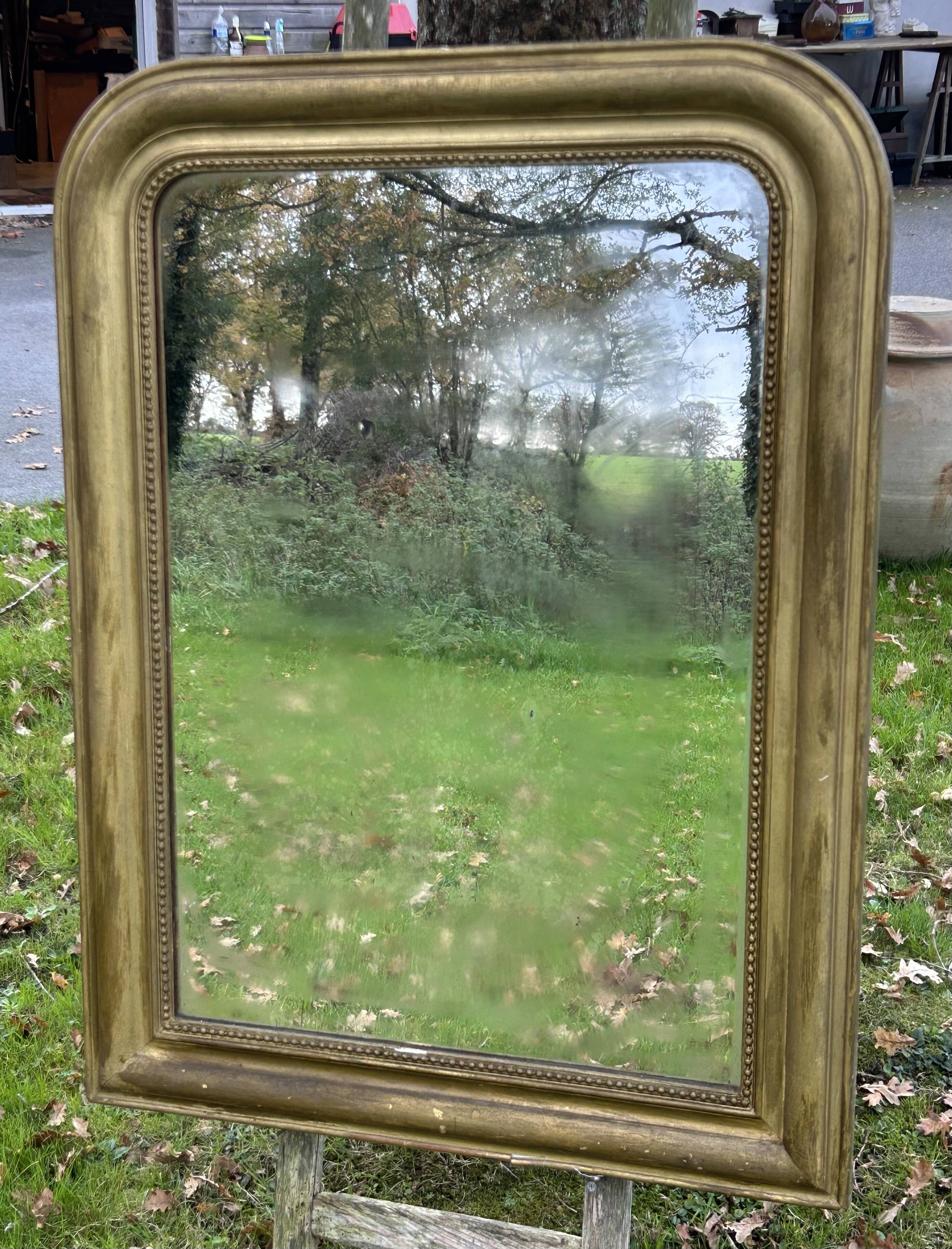Antique Louis Philippe mirror, slightly demercurized, as is.