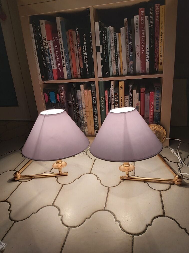 Pair of gilded bronze wall lamps