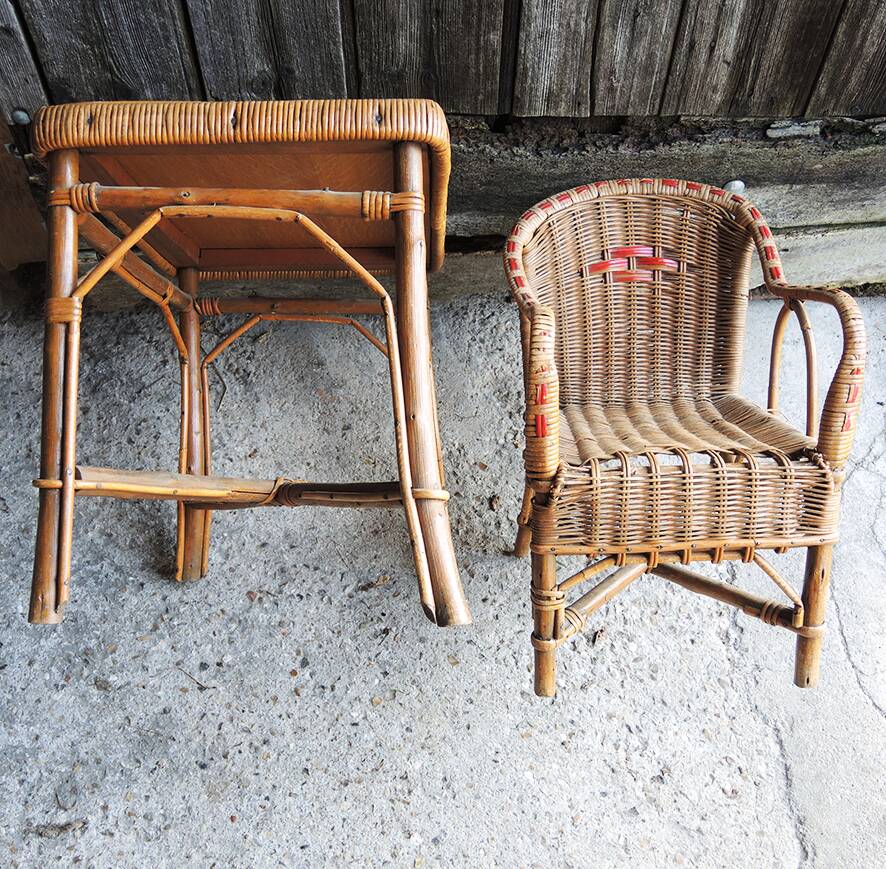 Old Armchair & Desk For Children