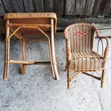 Anciens Fauteuil & Bureau Pour Enfant