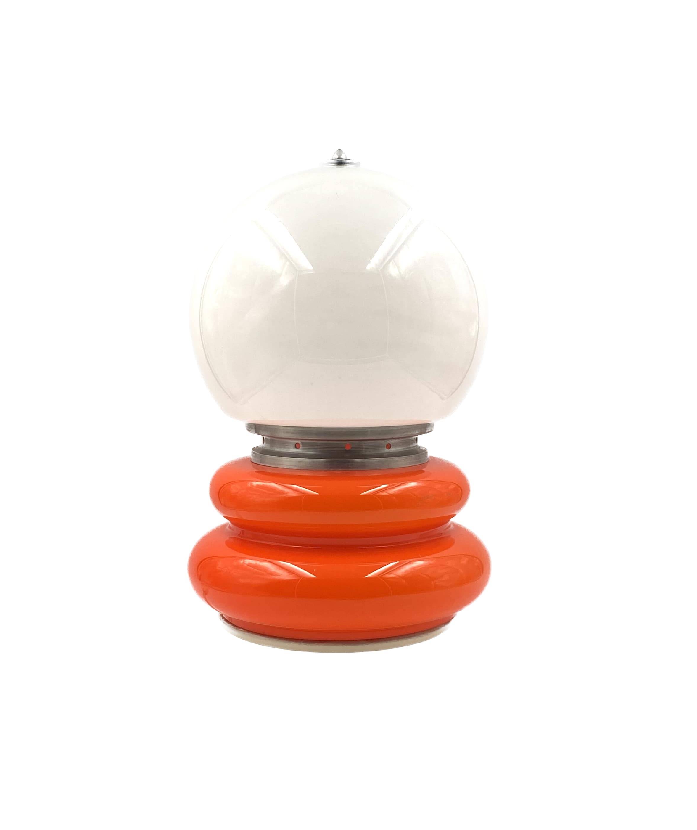 Space Age Orange Murano glass table lamp, AV Mazzega, 1970s