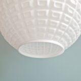 Vintage textured white opaline pendant light, 1960s-70s