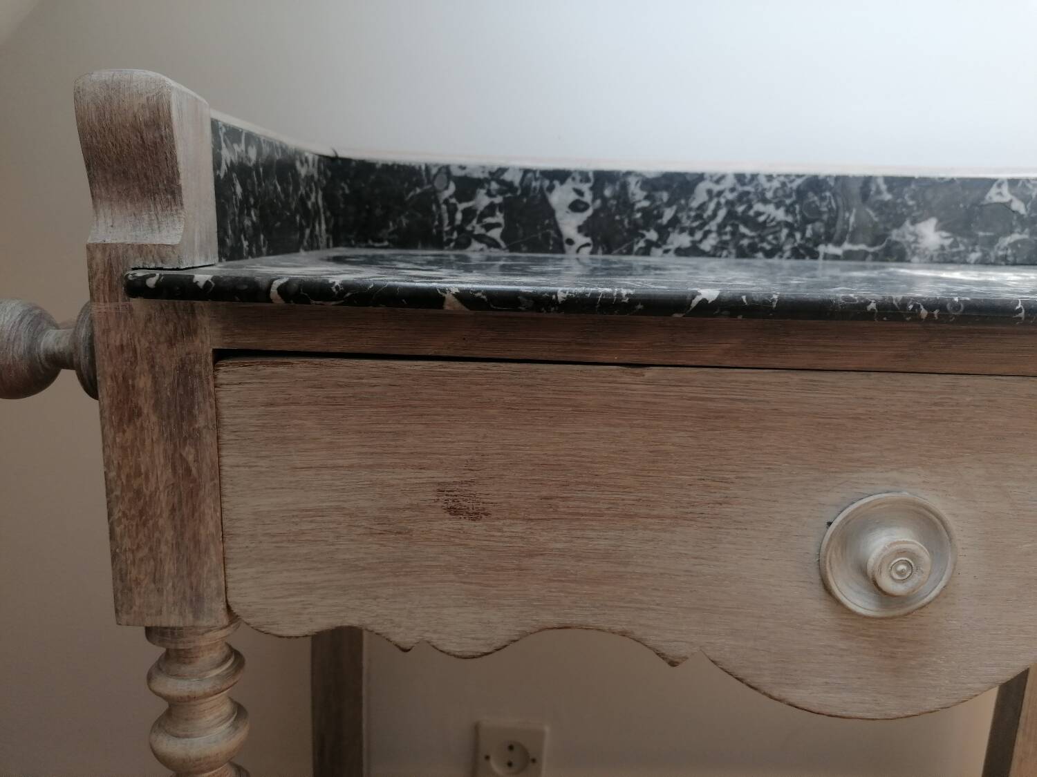 Beautiful antique dressing table, reimagined with a marble top.