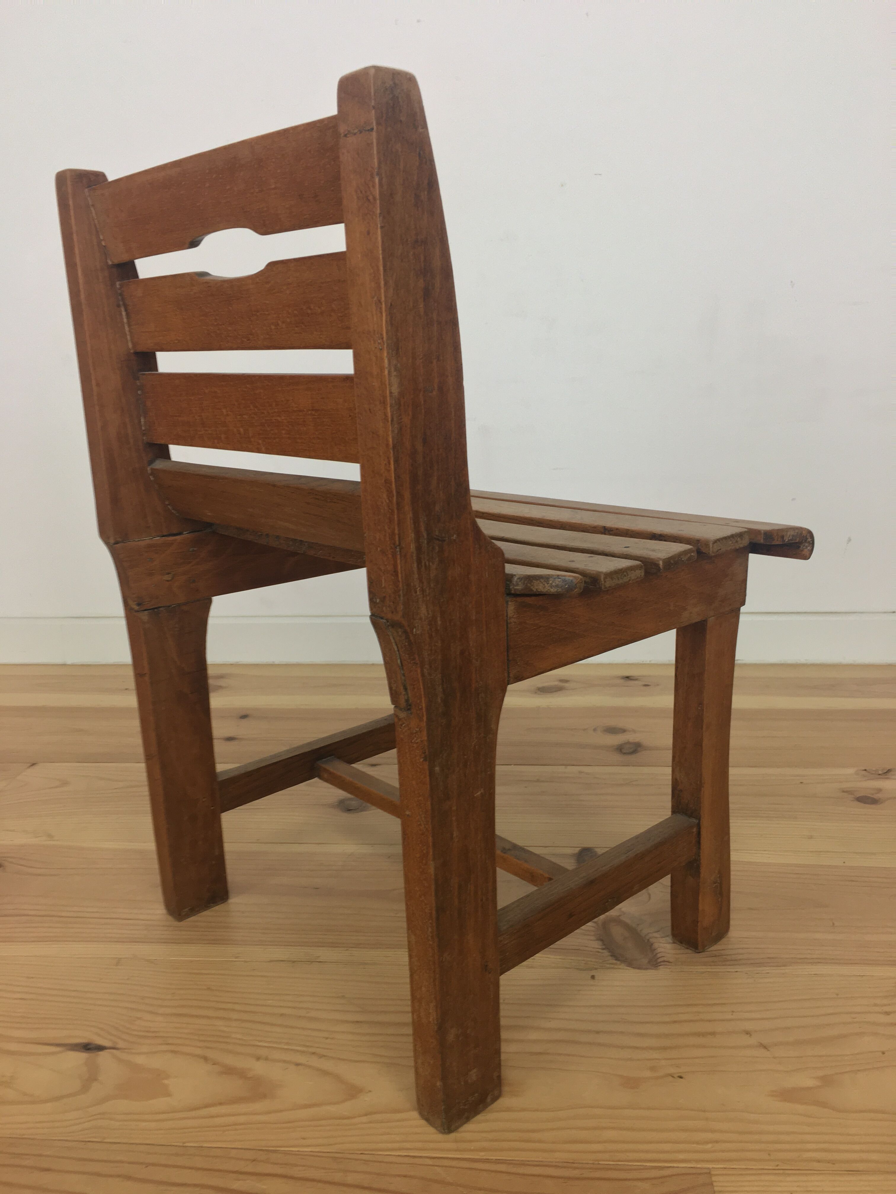 Children's wooden slatted chair