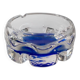 Cendrier en verre de Murano vintage : verre clair avec une bulle bleu cobalt, design italien des années 50.