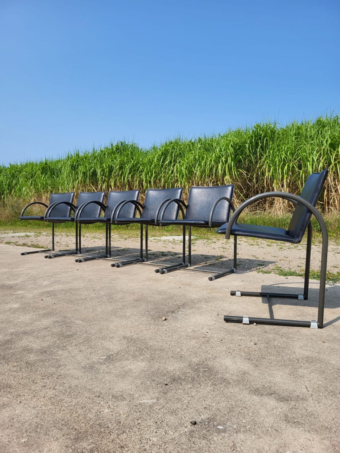 Set 6 postmodern black Dutch design Circel chair Metaform