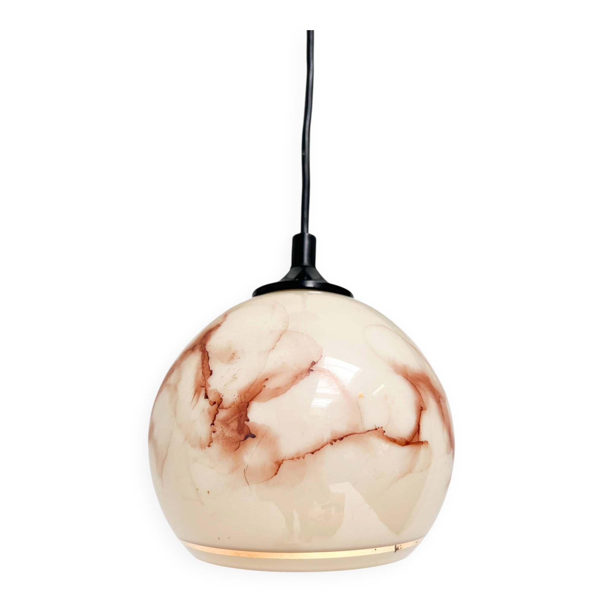 Round vintage ceiling lamp with marble pattern, 1960s