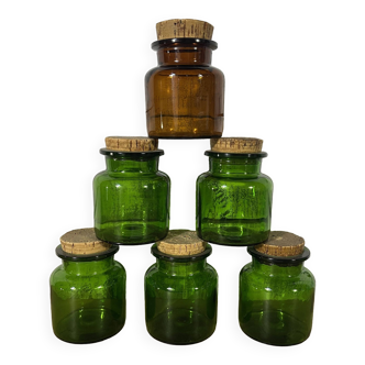 Series of 6 medicine jars