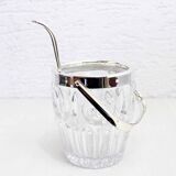 Glass ice bucket with spoon 1970