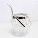 Glass ice bucket with spoon 1970