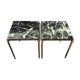 Pair of vintage brass and green marble side tables