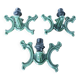 Series of 3 green enameled cast iron wall lights from the 30s and 40s