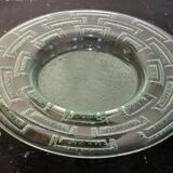 Circular dish signed Daum Nancy in molded glass with frosted geometric decoration, 20th century