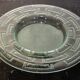 Circular dish signed Daum Nancy in molded glass with frosted geometric decoration, 20th century