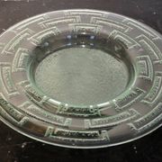 Circular dish signed Daum Nancy in molded glass with frosted geometric decoration, 20th century