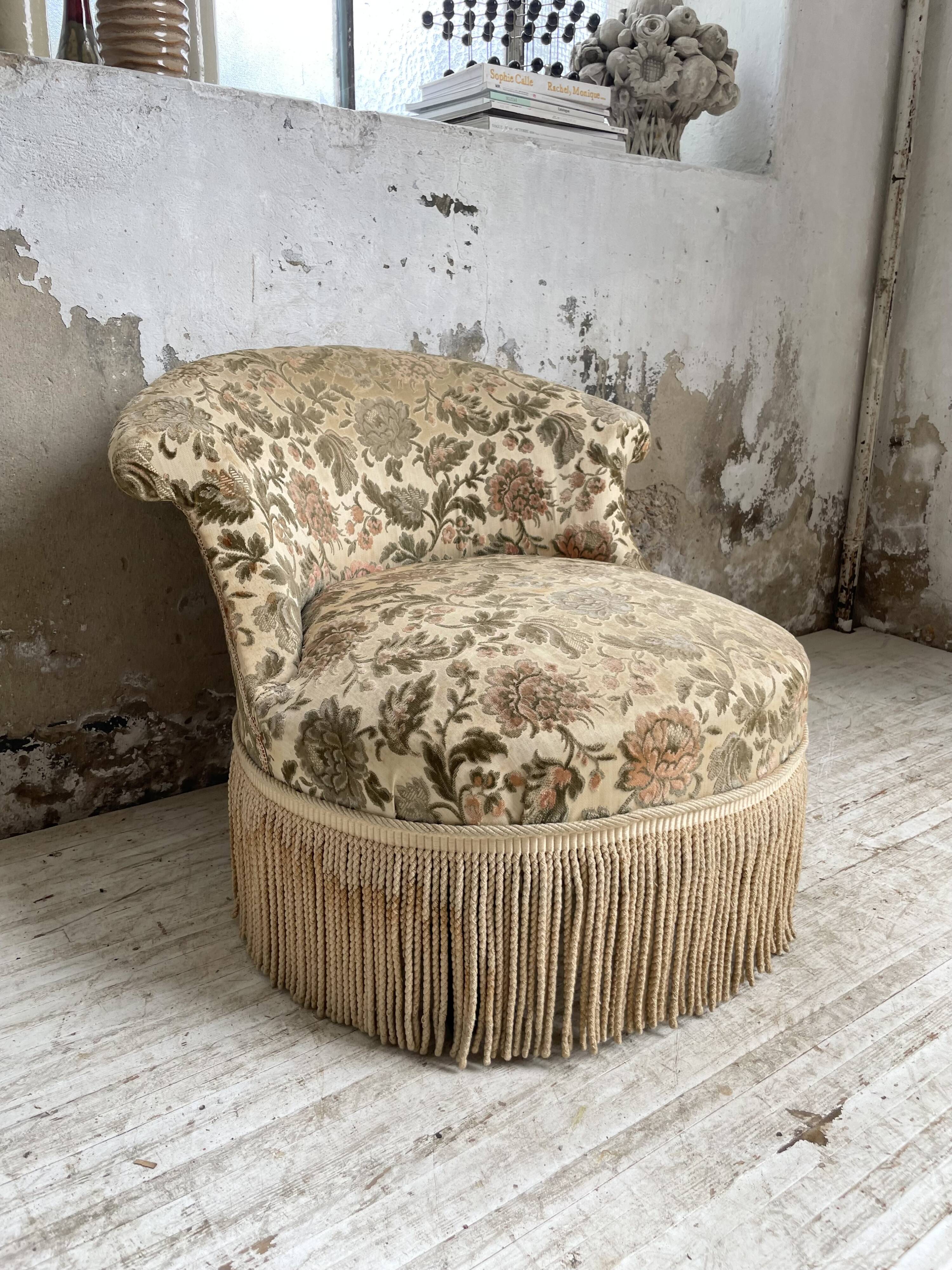 Fauteuil napoléon fleuri XIXème