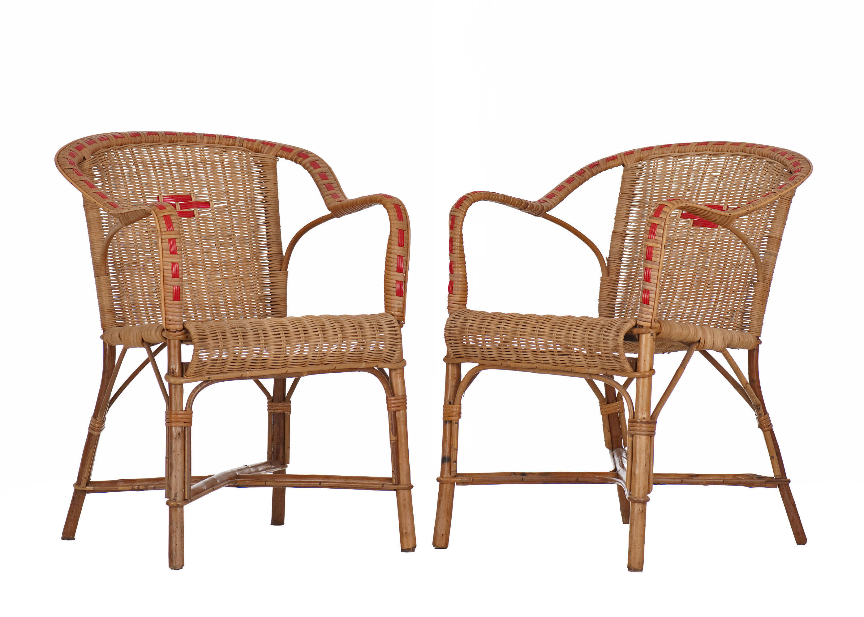 Pair of rattan armchairs year 50/60