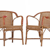 Pair of rattan armchairs year 50/60