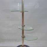 Art Deco chrome brass display 3 glass shelves