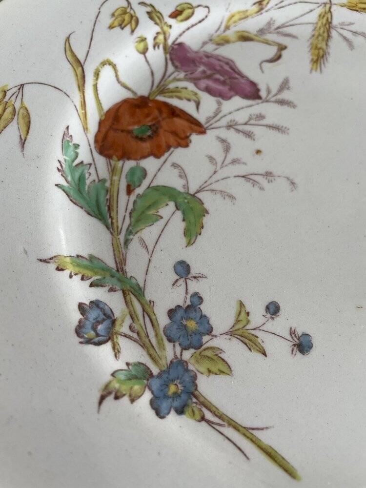 Set of 3 antique Longchamp ironstone dinner plates.