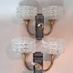 Pair of two-light wall sconces in gilded brass and blue from the 1950s.
