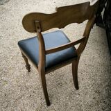 Set of 6 English chairs in mahogany and black leather