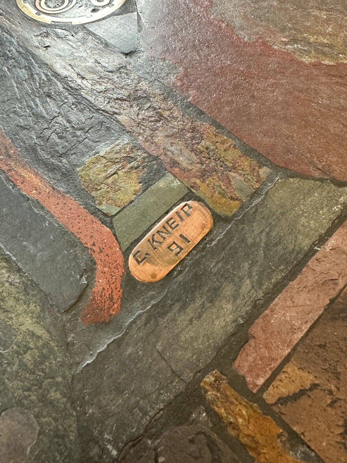 90s set of 3 brutal coffee tables with mosaic by Paul Kingma for Kneip