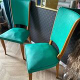 Pair of vintage emerald green chairs – 1950s, mid-century chic style