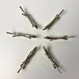 6 Vintage Silver Metal Knife Rests - Elegant Fox Design